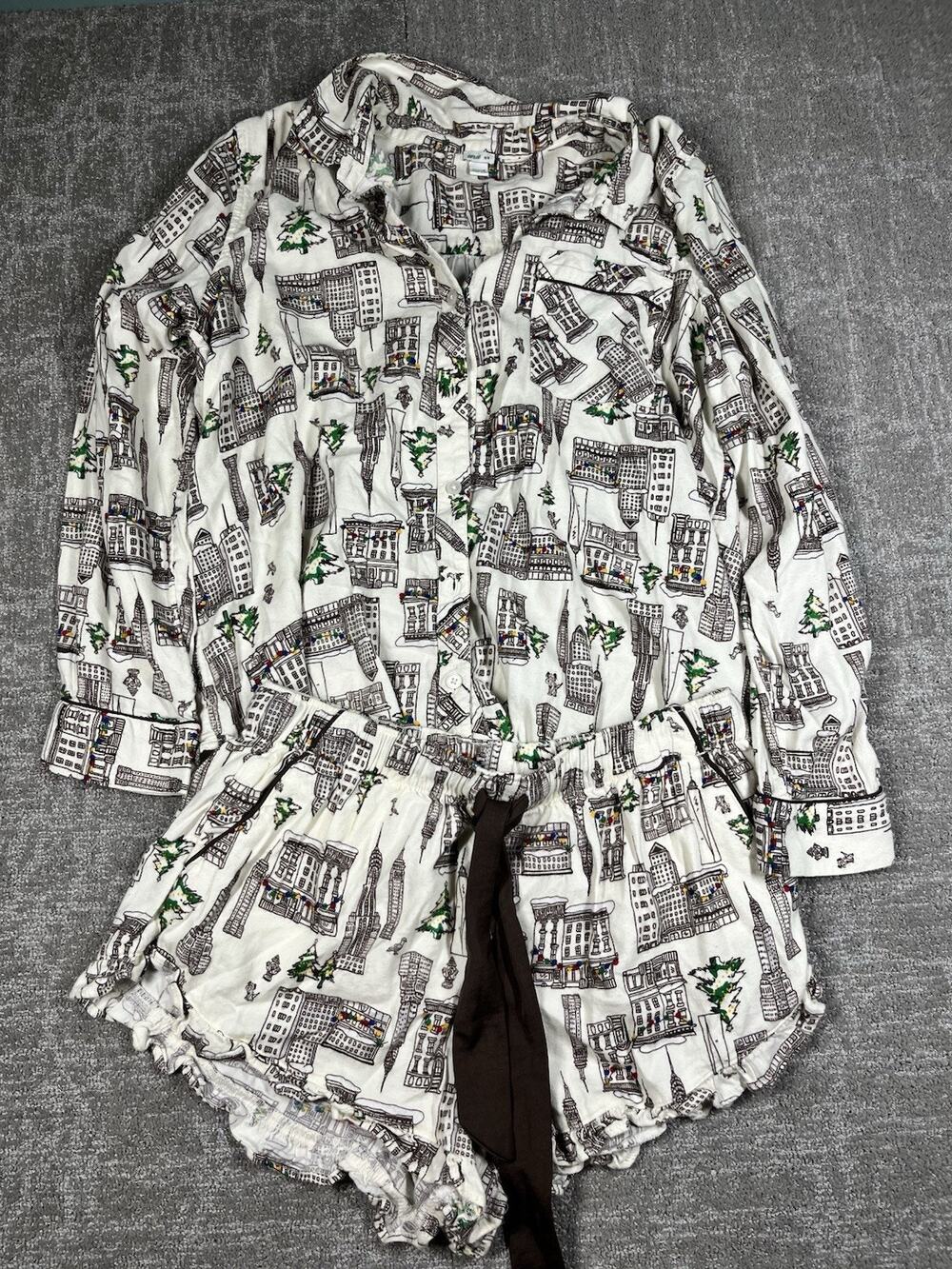 Aerie Women's Boyfriend Flannel Pajama Top Button Up Sleepwear Lounge Set Size M